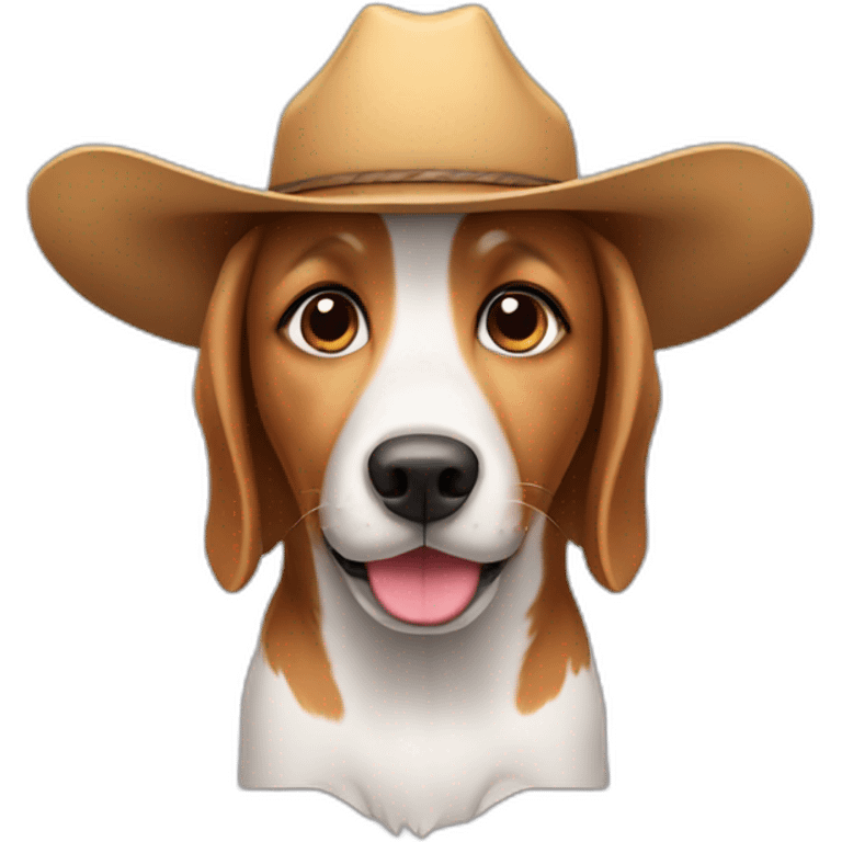 Playful dog with large ears wearing a cowboy hat emoji