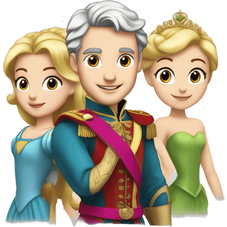 prince mike white little hair with 3 princeses behind him emoji