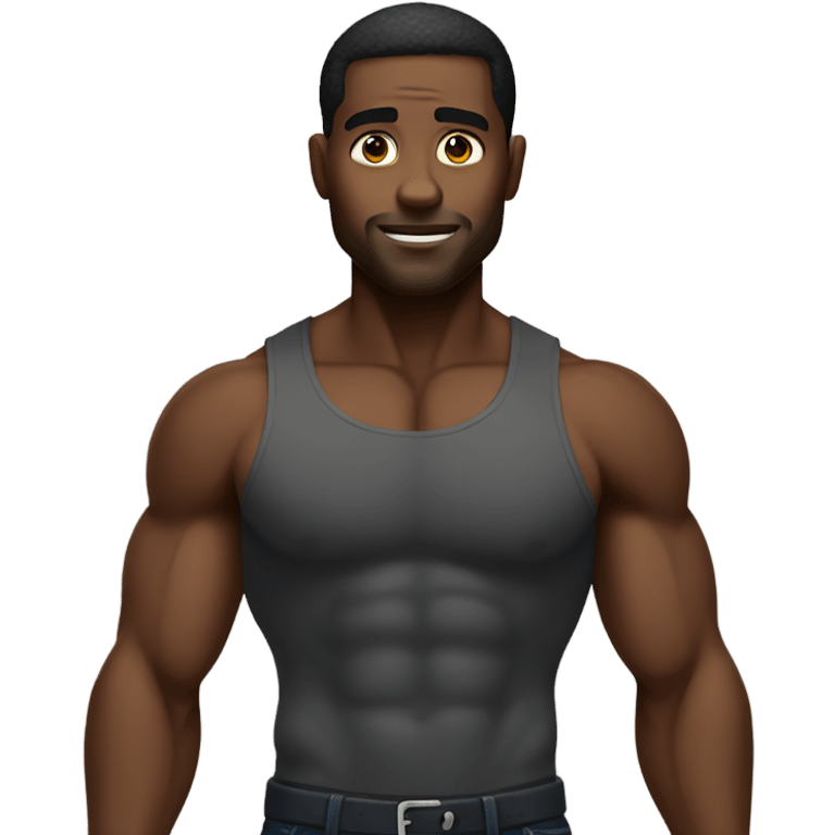 A very very very buff black man full body emoji