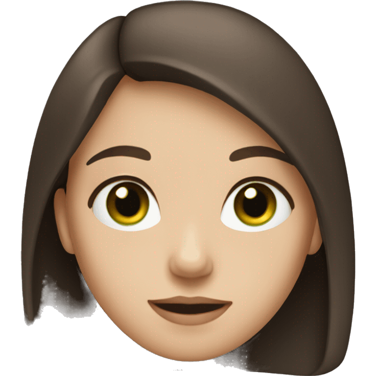 girl with fair skin and brown hair, green-blue eyes, and a black jacket emoji