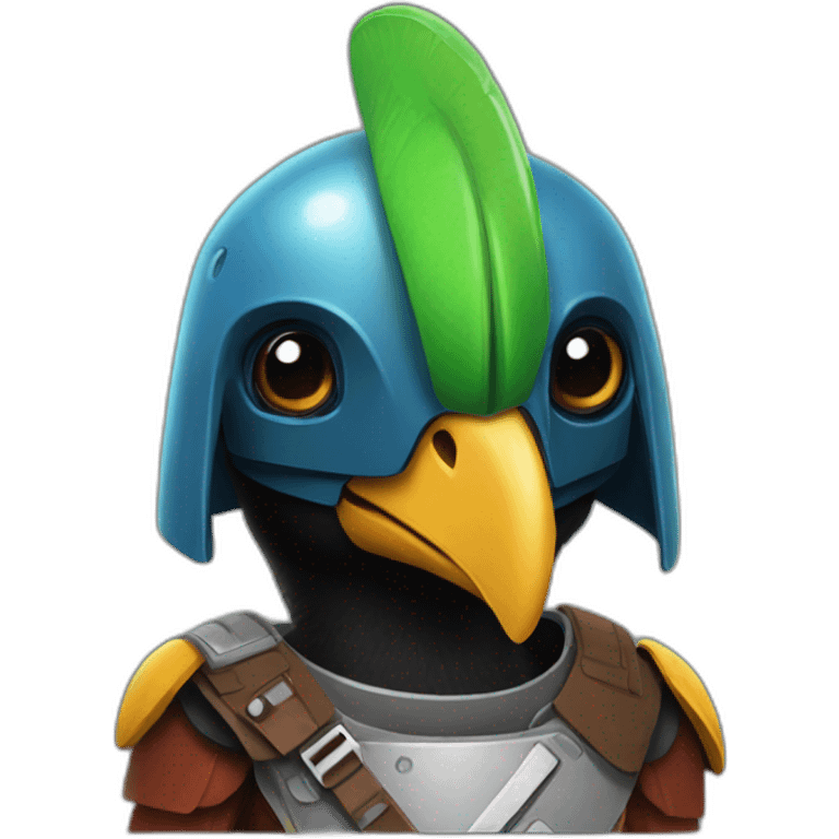 a party parrot that is wearing a mandalorian helmet emoji