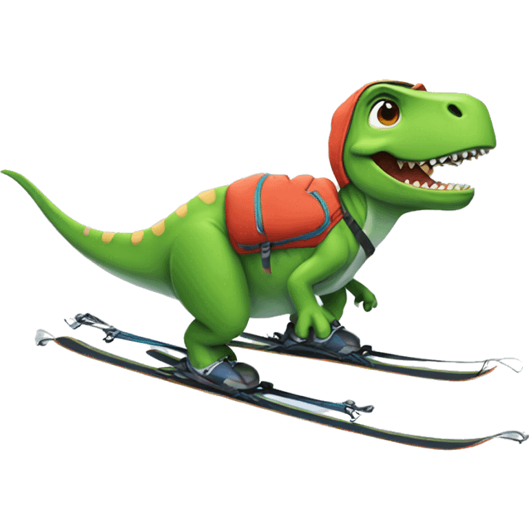 Dino skiing emoji