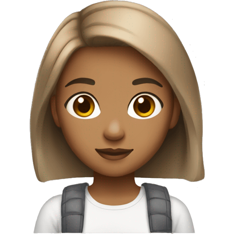 13 year old girl light brown skin,brown eyes,brown shorthair emoji