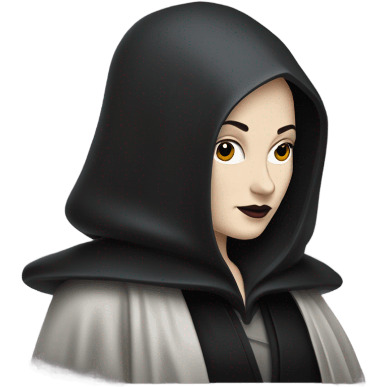 Jedi teen Morticia Addams flying a red Zephyr-J speeder emoji