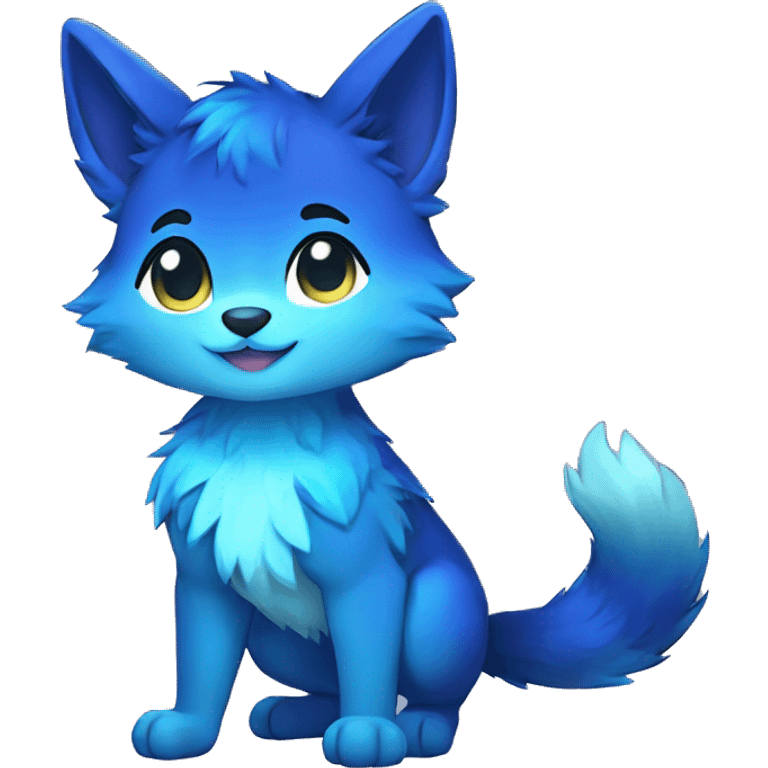 shiny, colorful, blue, gradient, Kemono-style, Chibi, Anthro-Fur-Sona-Fakémon, Full Body emoji