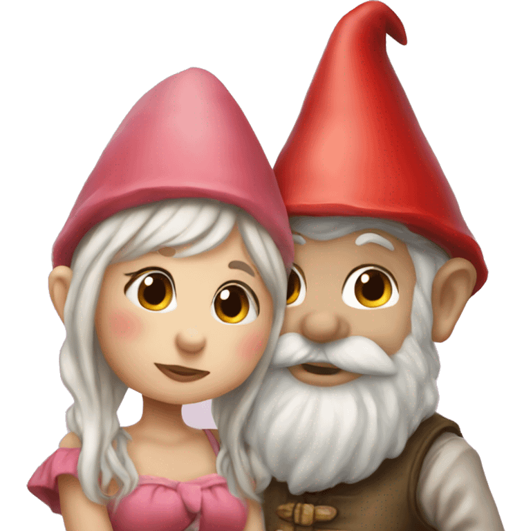 pretty gnome girl and gnome boy kissing emoji