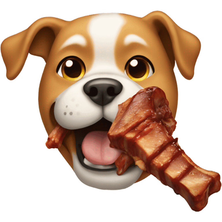 Dog eating ribs emoji