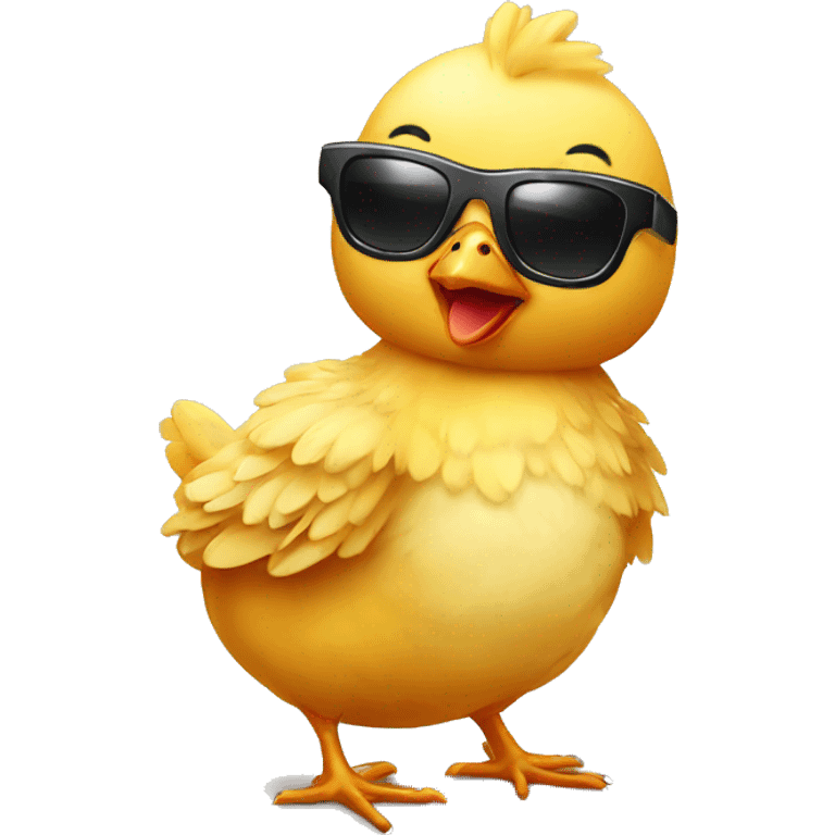 A baby chicken with sunglasses  emoji