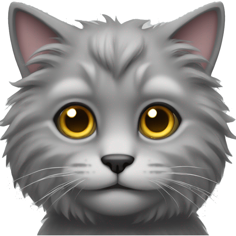 Grey marl fluffy cat emoji