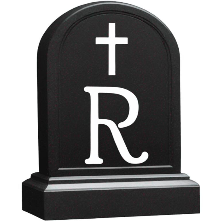 a black grave with the inscription R i P in silver emoji