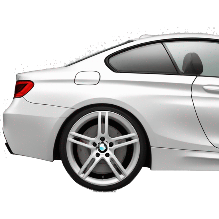 White bmw coupe 335i with silver 20s as wheels and tinted emoji