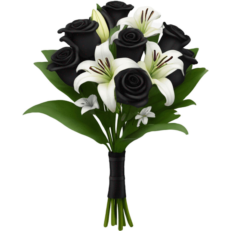 black bouquet of roses and lilies  emoji