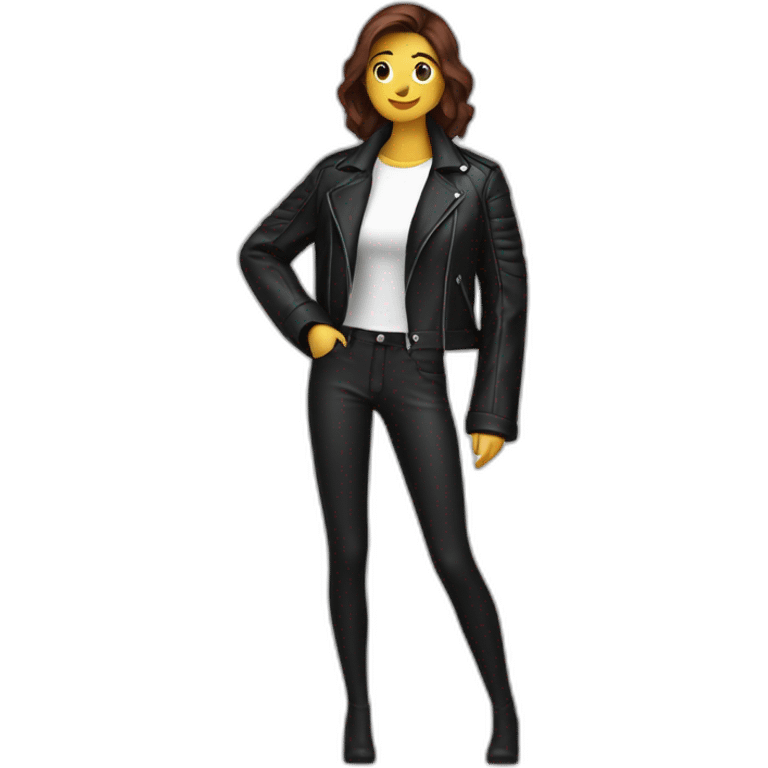 black croppped leather jacket for woman emoji