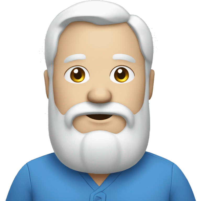 White bearded fat man in blue shirt  emoji