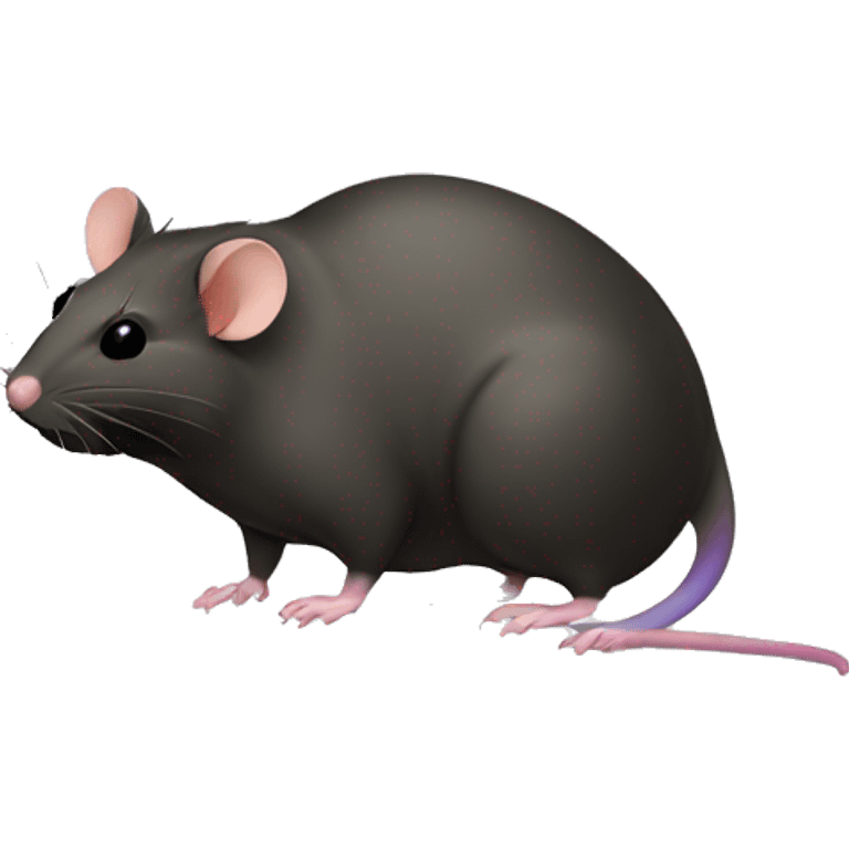 A Rat That is fat and has black Duck feet and three hairs and has a rainbow tail emoji