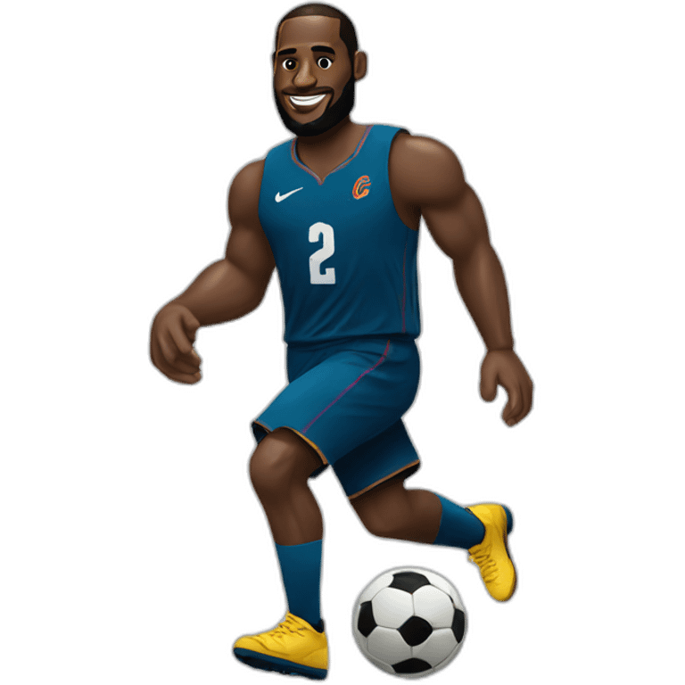 LeBron playing soccer emoji