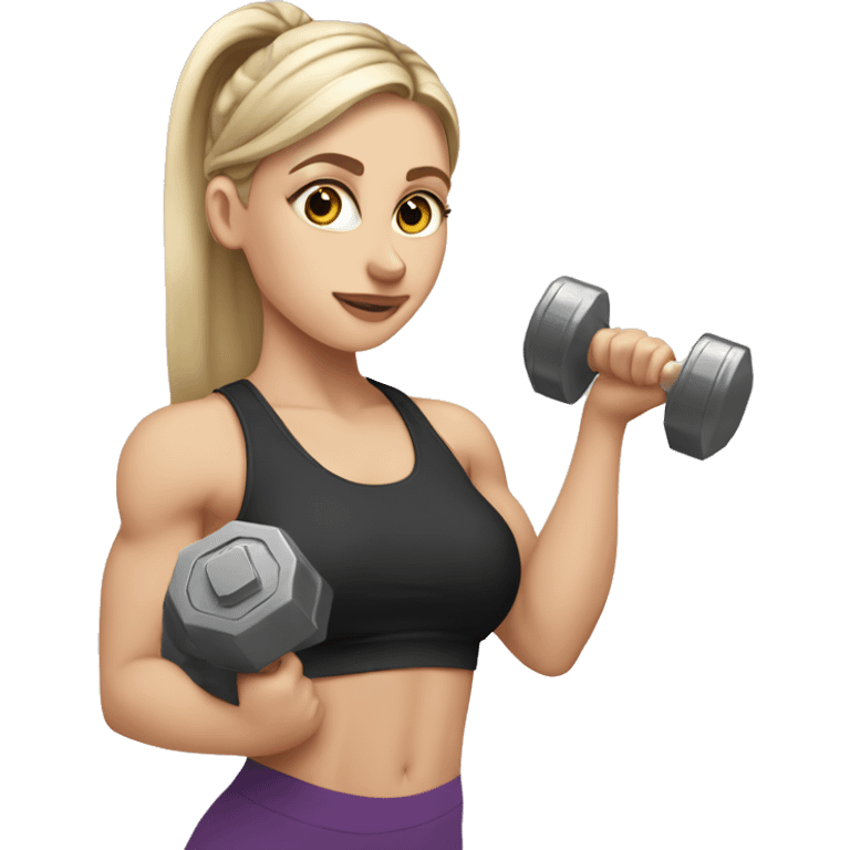 White Girl with dumbbells at gym emoji