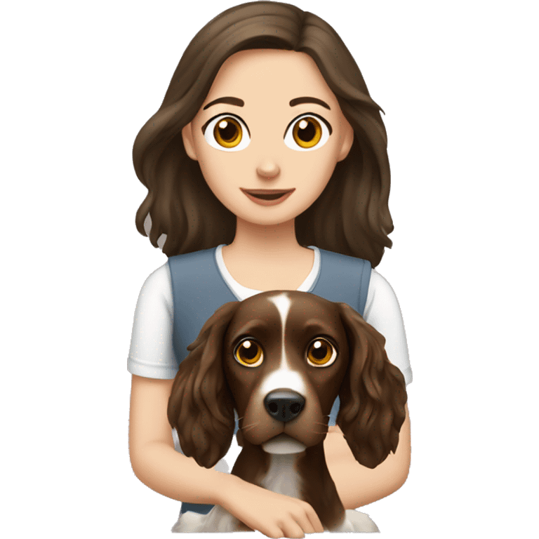 spaniel and brunette girl emoji