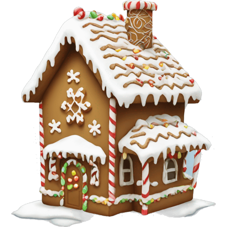 Gingerbread house with snow emoji