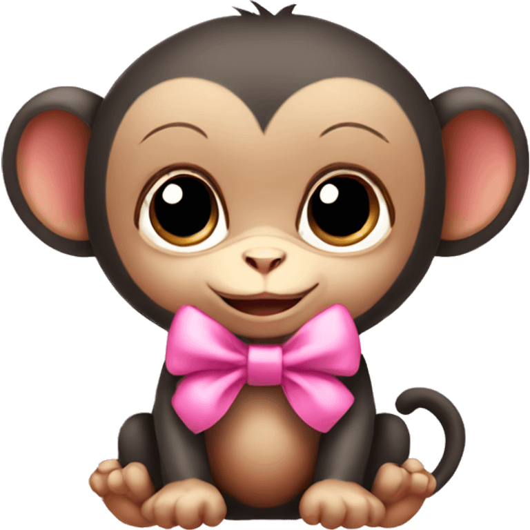 Baby monkey wearing a pink bow  emoji