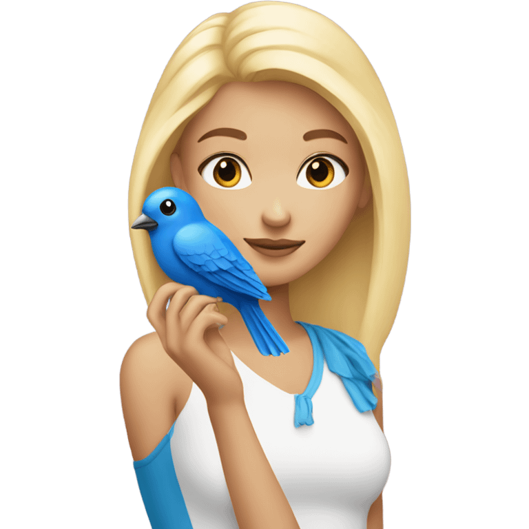 Blonde Girl with blue bird on her hand  emoji