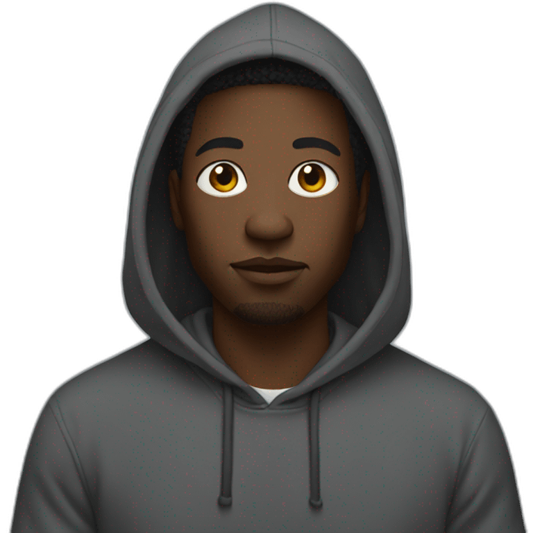 Black man with a hoodie that says piek on it emoji