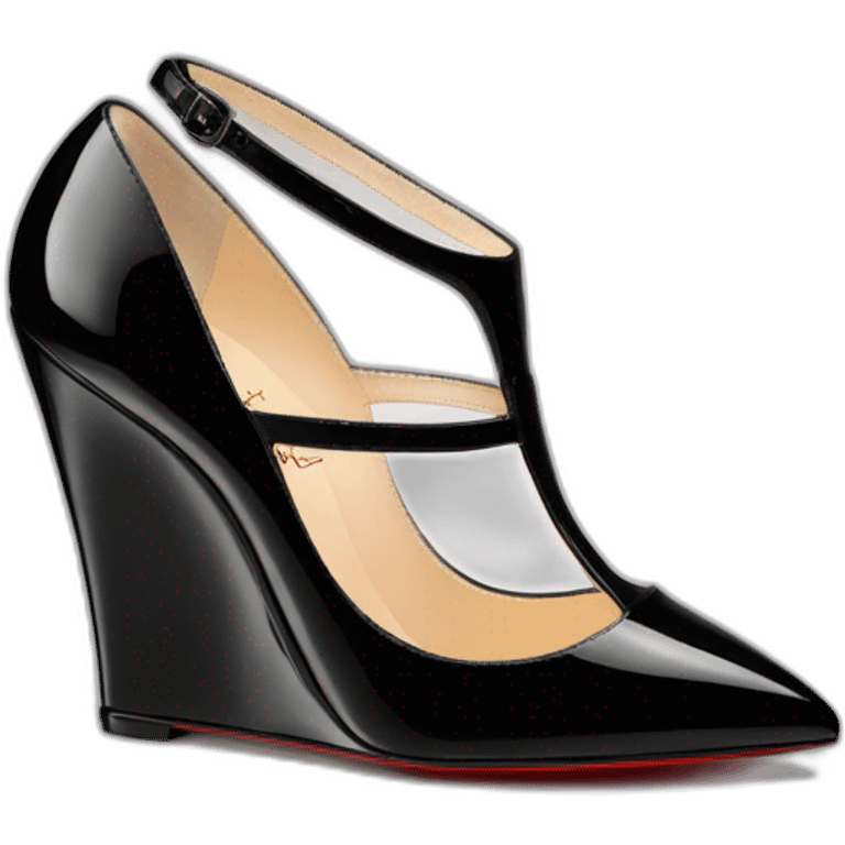 WEDGE heel LOUBOUTIN black leather PATENT emoji