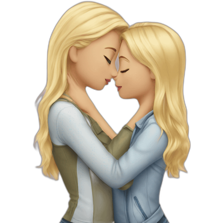 Blonde girl Kissing a girl emoji