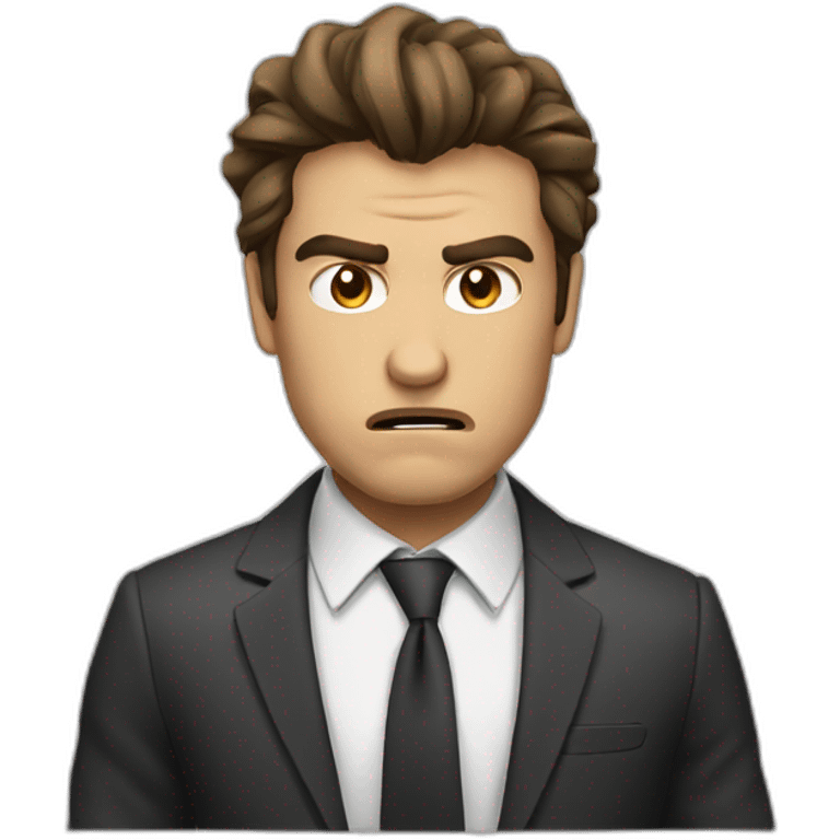 Angry boss in suit brown hair emoji