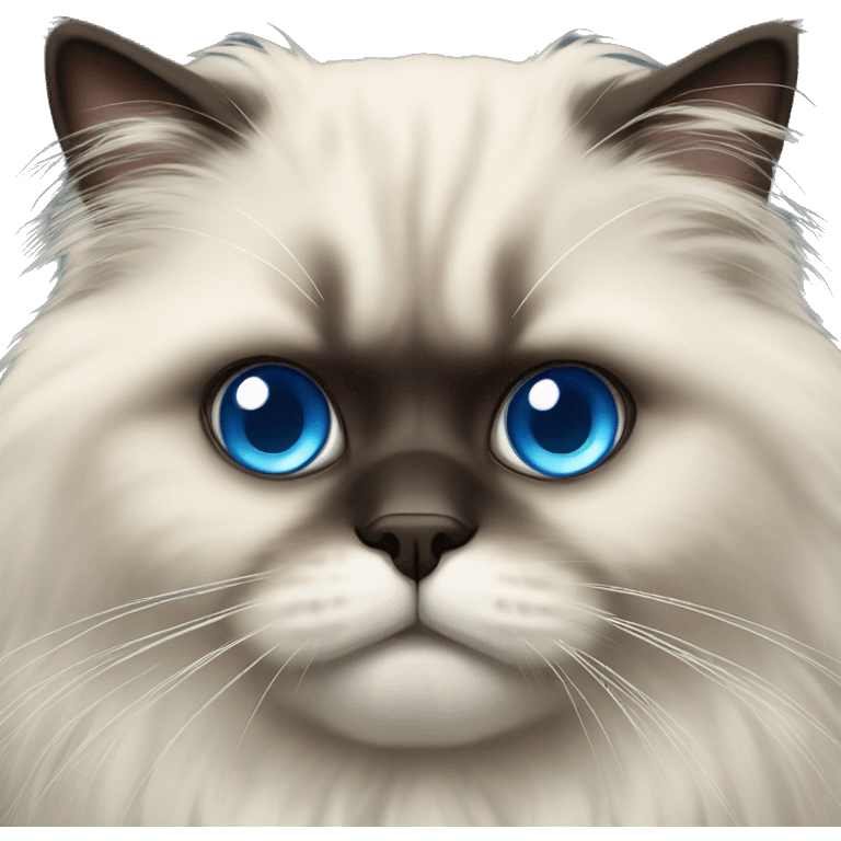 Fluffy himalayan cat with big blue eyes emoji