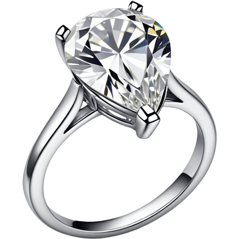 Engagement ring with tear shaped diamond emoji