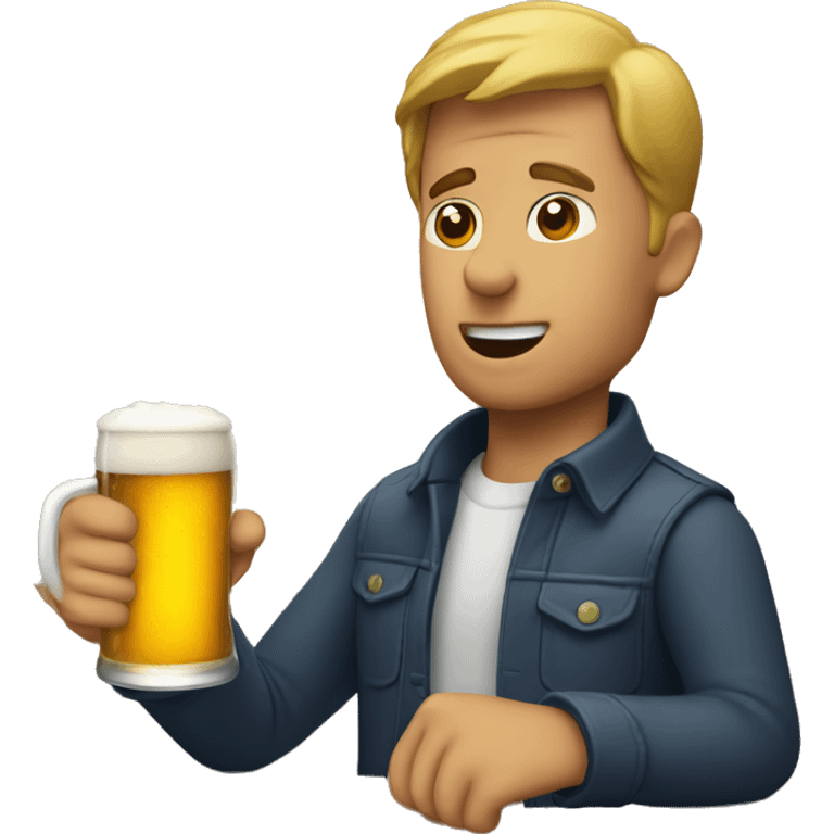 A man drinks beer from a bottle emoji