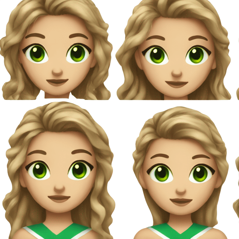 cheerleader twins pretty one with brown hair and green eyes and one with blind hair and green eyes emoji