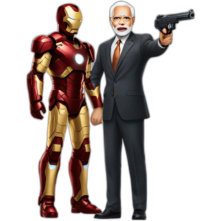 Modi with iron man shoot  emoji