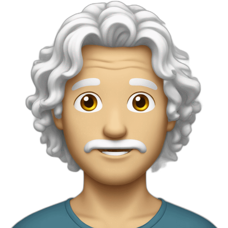 A man with curly white hair transparent background emoji