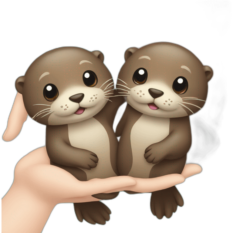 two otters holding hands in the water emoji