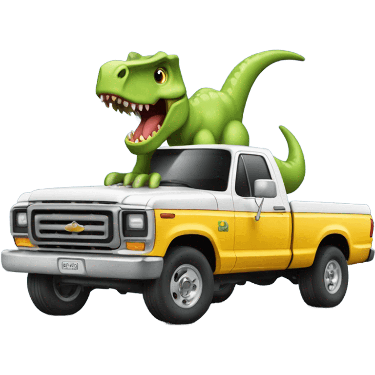 F250 with a dinosaur driving  emoji