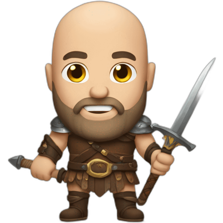 bald bearded barbarian with sword emoji