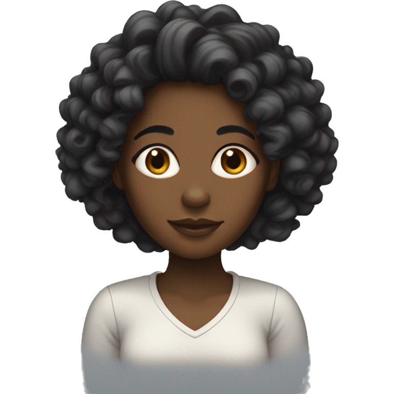 Black girl with long curly hair emoji