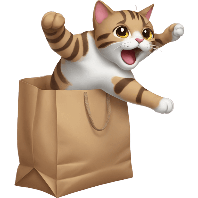 cat jumping out of bag emoji