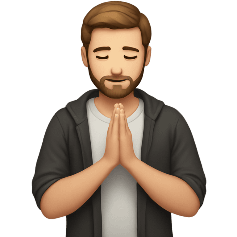 Handsome man with brown hairs and 3 days beard as he is praying emoji