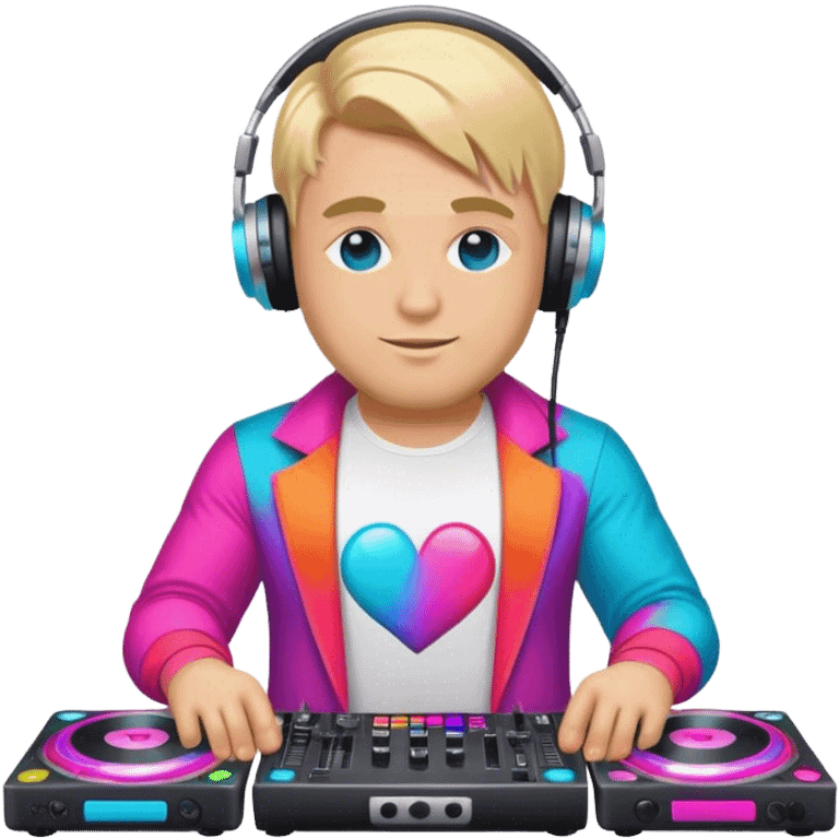 blond big man in colorful dj outfit showing love emoji