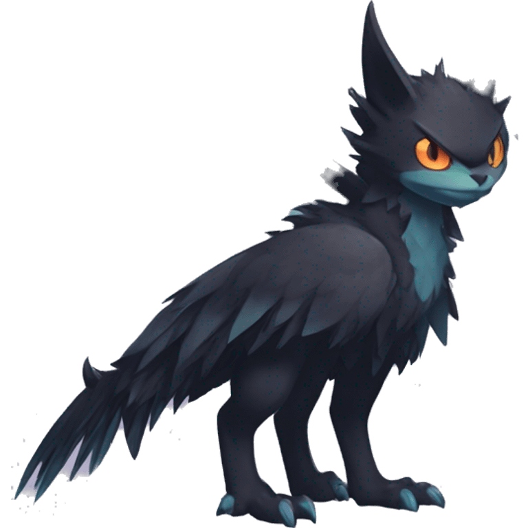 Edgy Cool Fluffy Winged Dark type Shadow type Nargacuga-Noivern-Pokémon-fusion-cat Full Body emoji