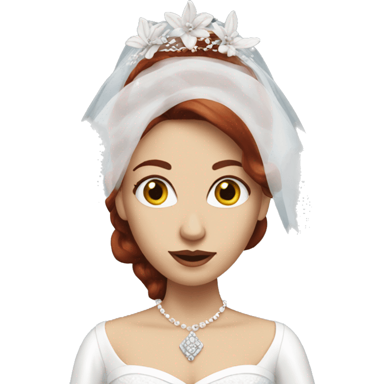 dark red hair white woman dressed as a bride emoji