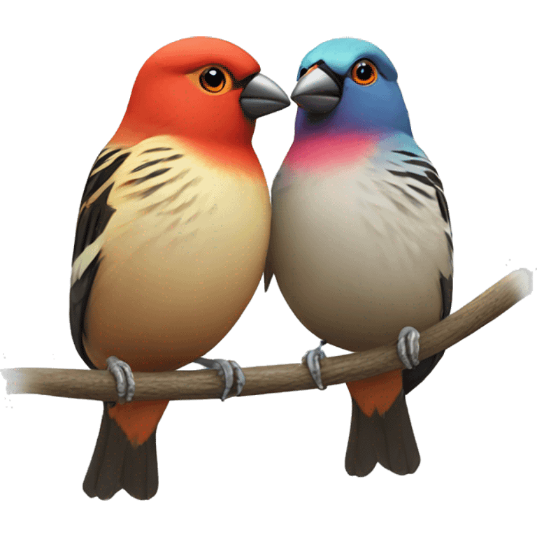 Two colorful finches emoji