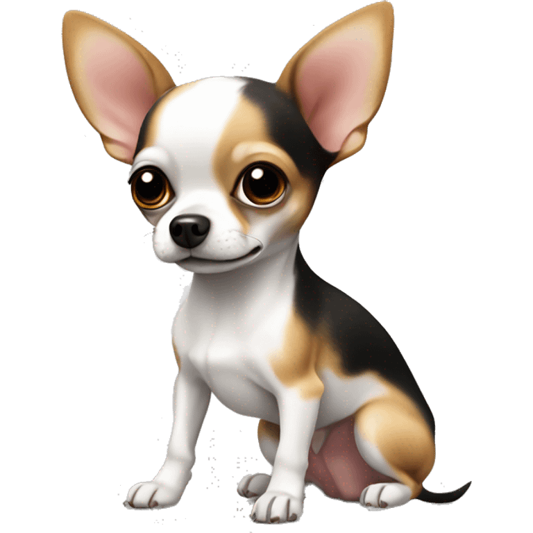 tricolor chihuahua with white body and spot on butt  emoji