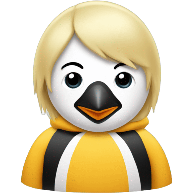 blonde boy head on the body of a real penguin emoji