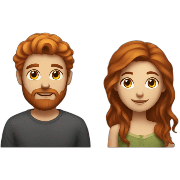 Bearded black-haired man and long haired ginger girlfriend  emoji