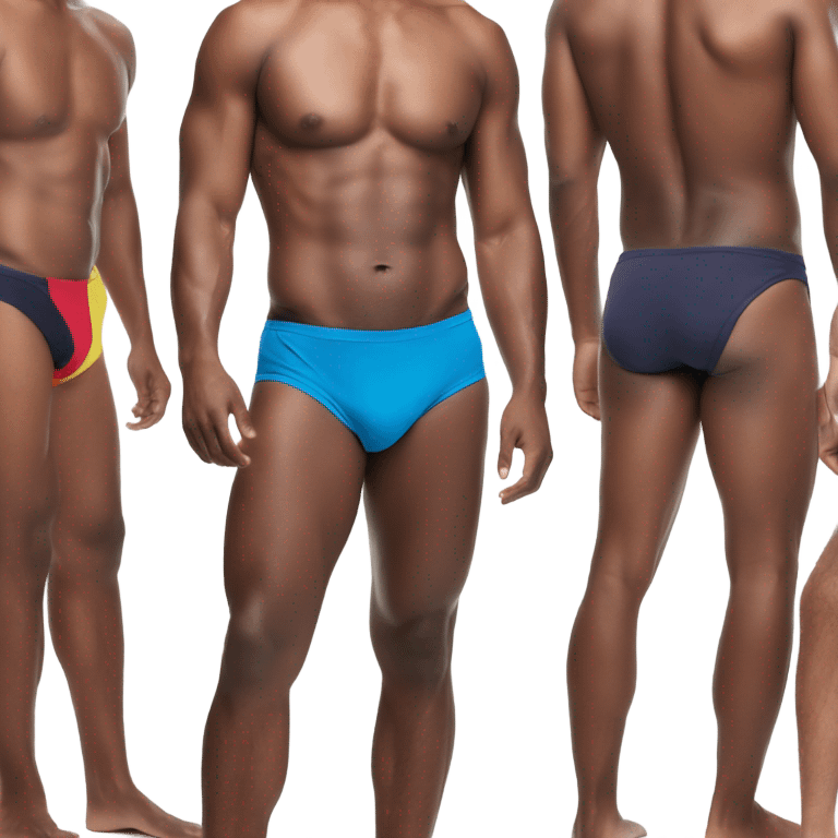 Photoshoot of man in speedo emoji