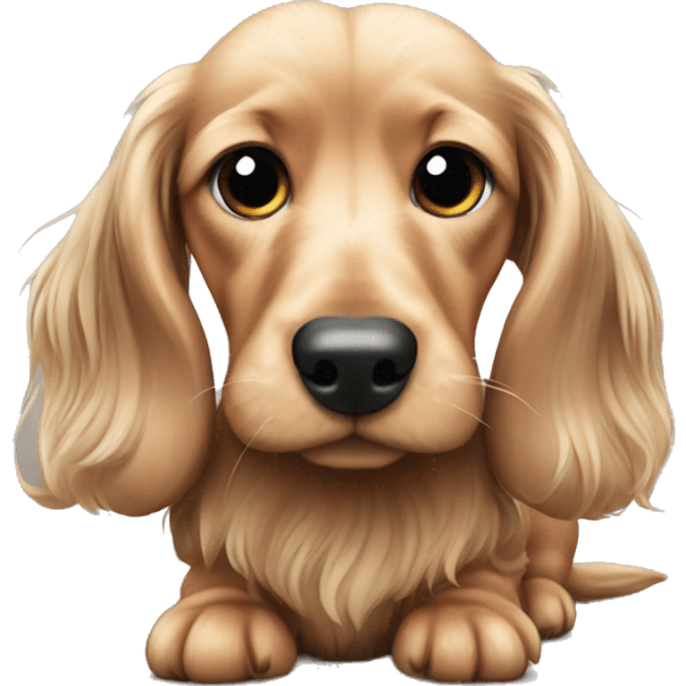 Chunky Miniature long haired dachshund while body emoji